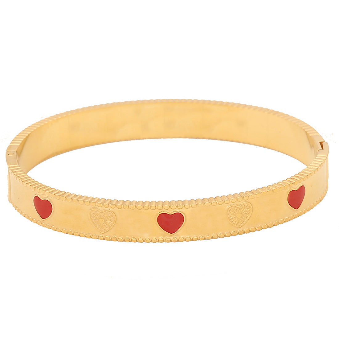 Braccialetto vintage da donna a forma di cuore in acciaio inossidabile con finitura placcata