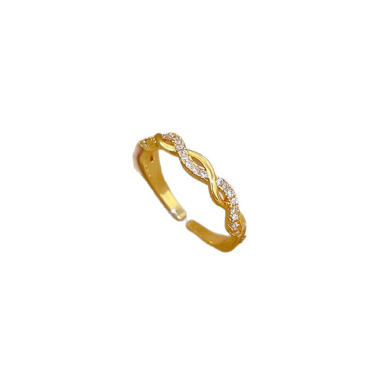 Anello in ottone a forma di corona in stile fumetto con intarsio in zircone da donna, anello alla moda minimalista e cool elettroplaccato