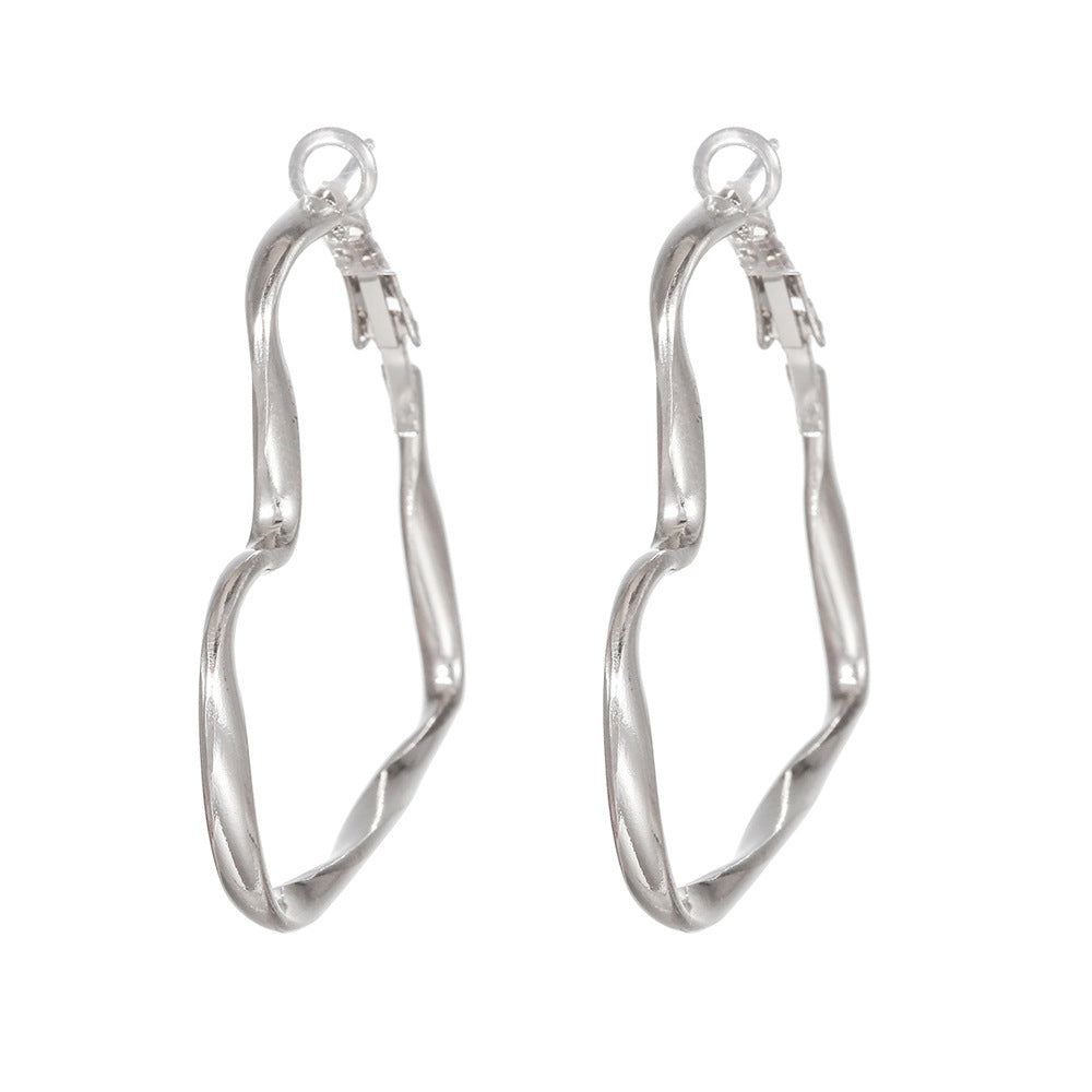 Geometric Heart Shaped Plated Alloy Earrings for Women