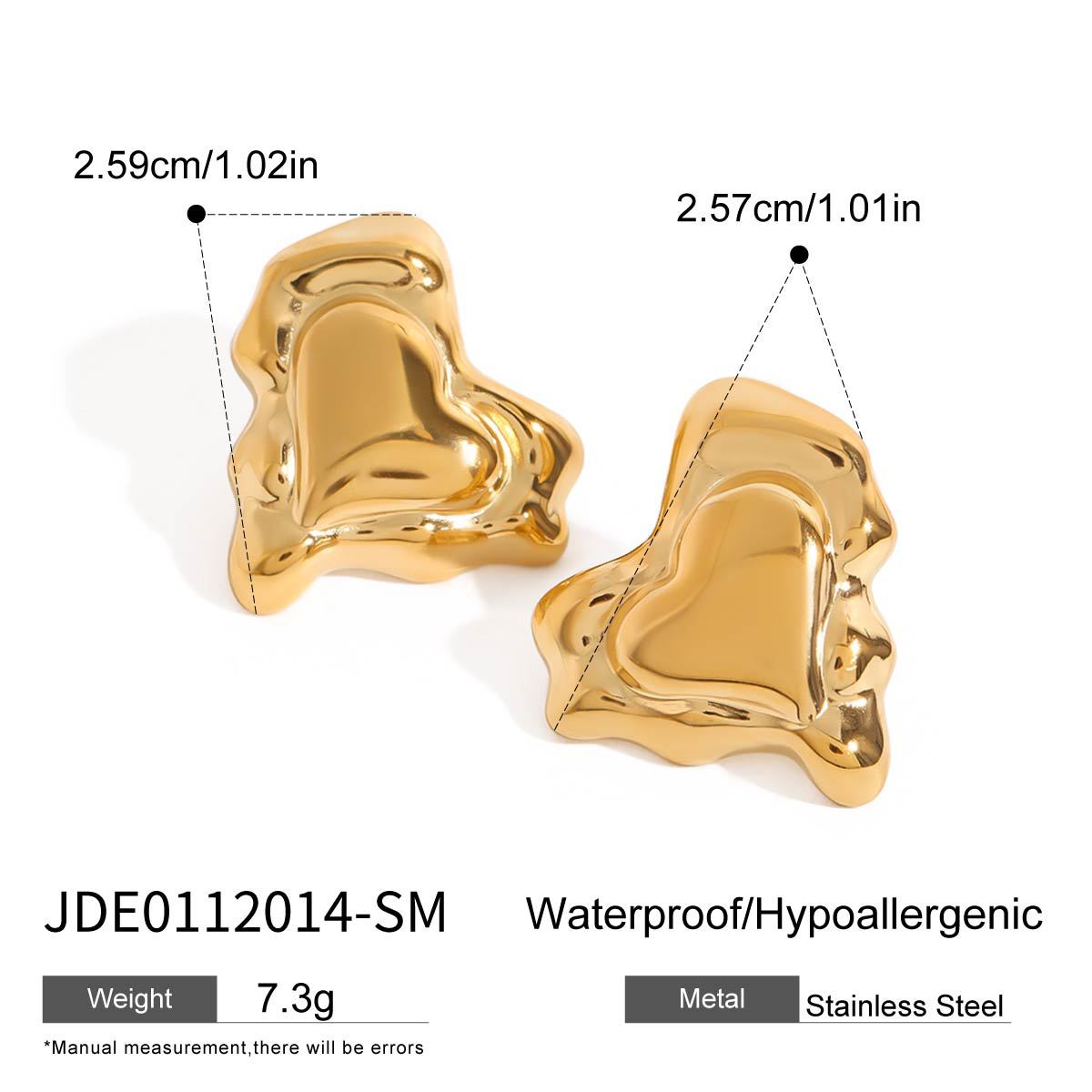 Elegant Heart Shaped Titanium Steel Stud Earrings with Plated Finish for Women