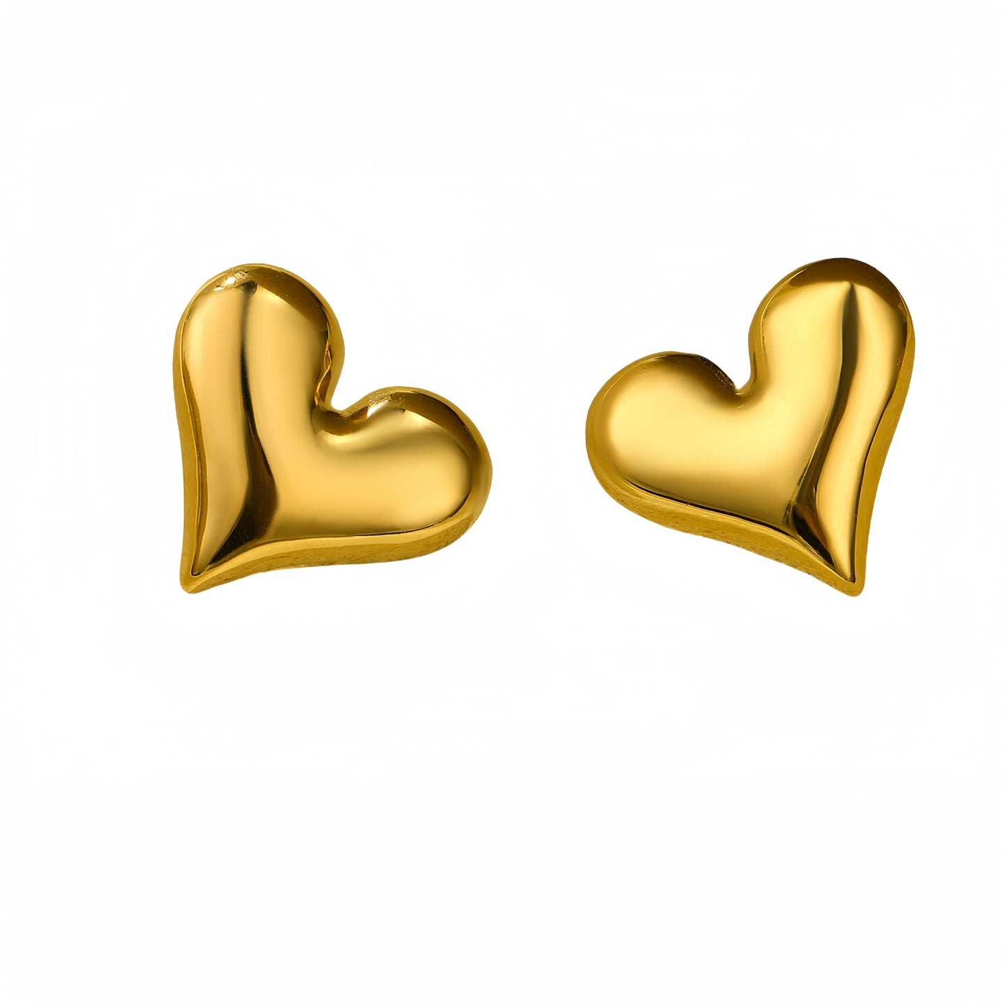 Orecchini a perno da donna a forma di cuore, in acciaio inossidabile lucidato, stile minimalista d'ispirazione vintage