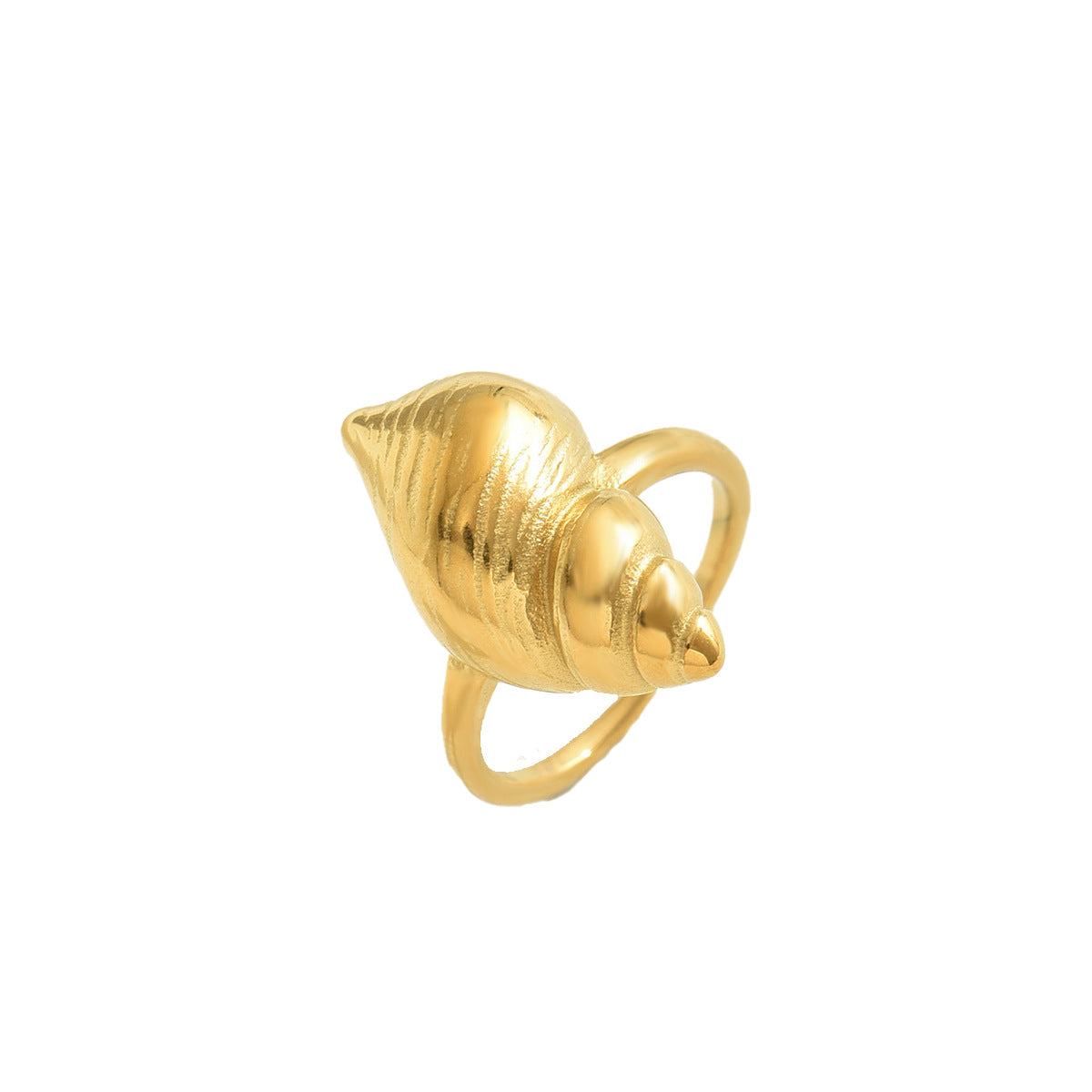 Anello da donna minimalista a forma di conchiglia in rame, ispirato all'oceano, con finitura placcata