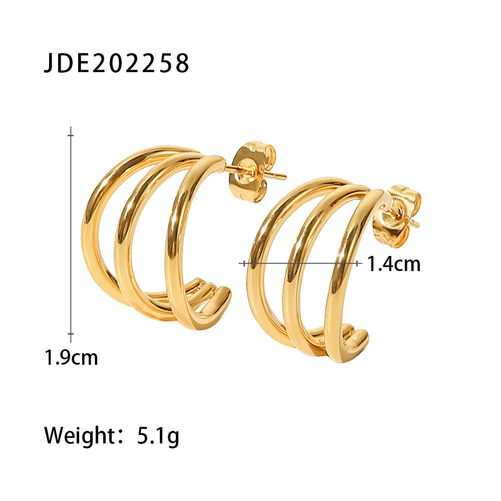 Minimalist Geometric Stainless Steel Stud Earrings with Titanium Steel Posts for Women