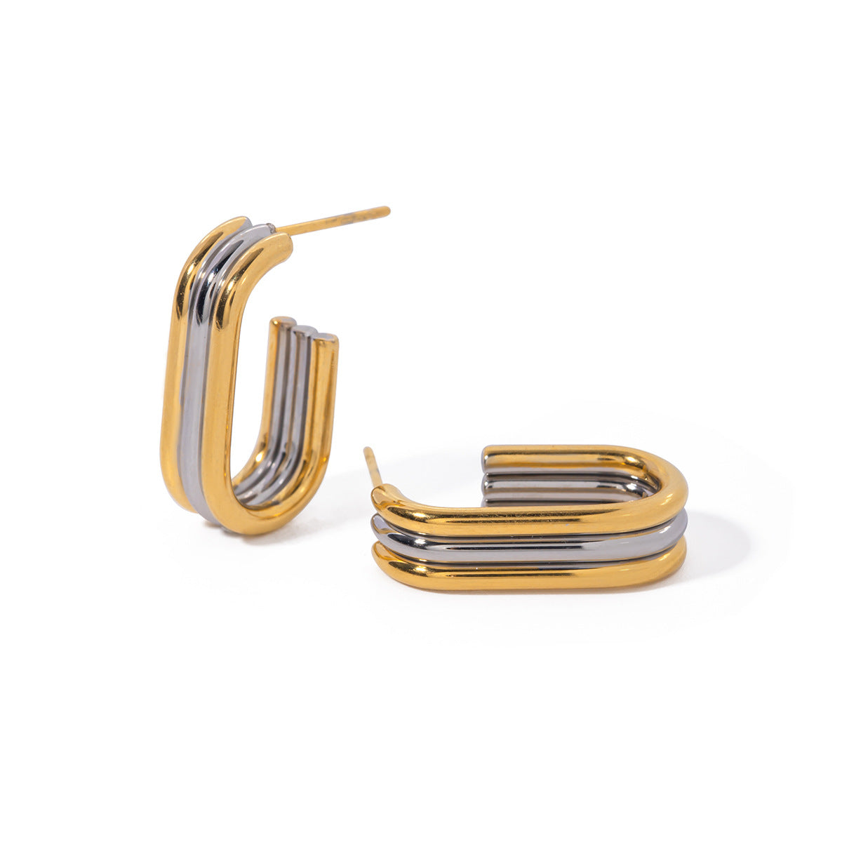 Color Block Geometric Letter Stainless Steel Plated Earrings for Women