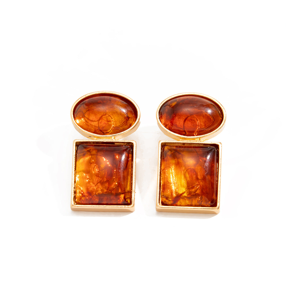 Vintage Geometric Round Square Zinc Alloy Plated Earrings for Women