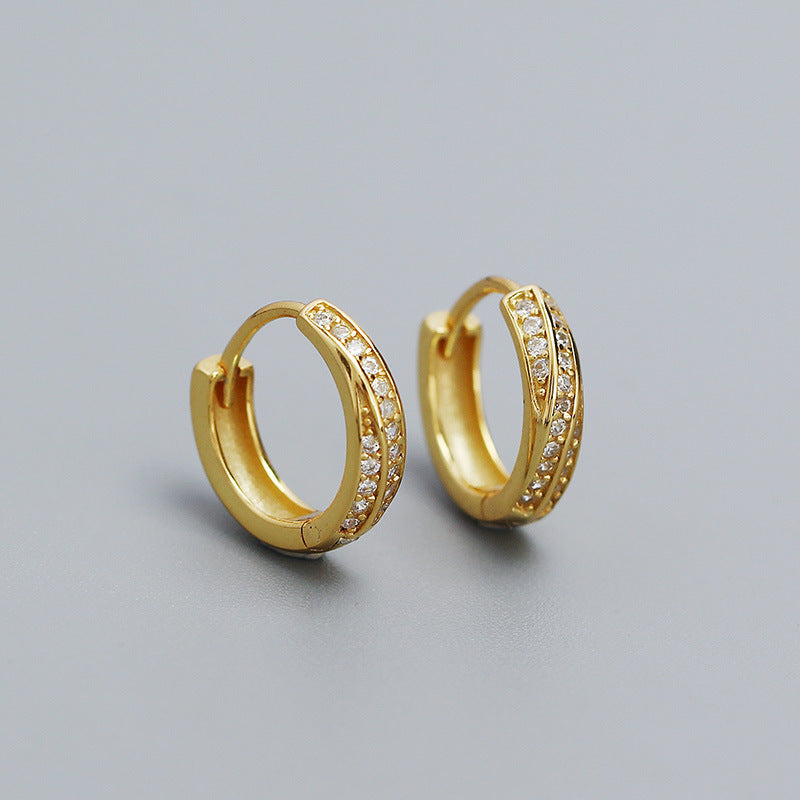 Elegant Geometric 925 Sterling Silver Plated Cubic Zirconia Hoop Earrings for Women