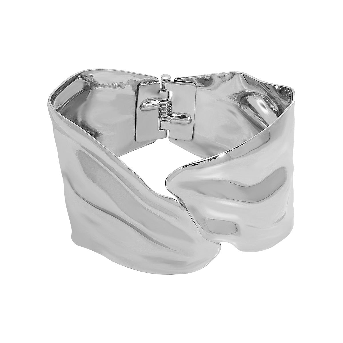 Pulsera Ancha Texturizada Minimalista con Diseño Irregular en Relieve y Hundido en Hierro con Acabado Electrolítico
