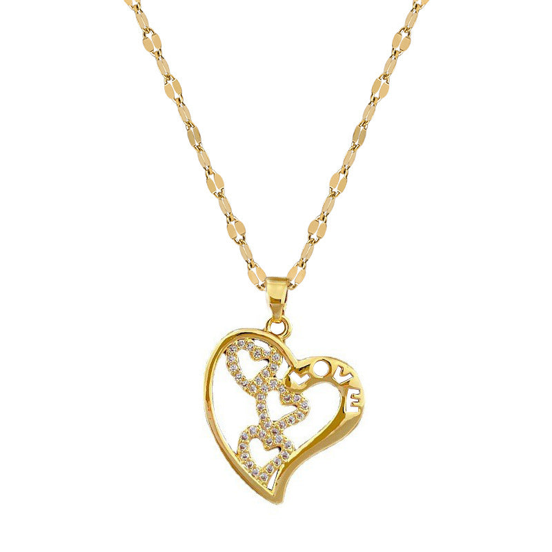 Minimalist Heart-Shaped Titanium Steel Necklace for Women with Plated Finish and Delicate Locket Chain