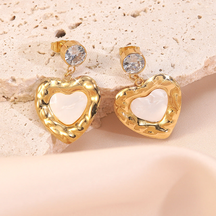 Orecchini Vintage a Cuore in Acciaio Inossidabile