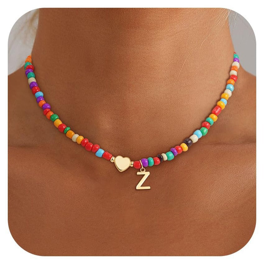 Minimalist Letter Stainless Steel Turquoise Pendant Necklace for Women