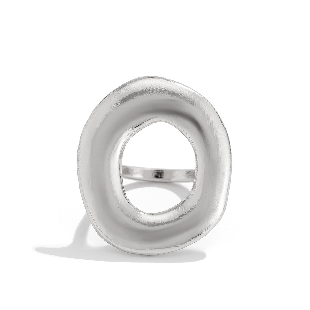 Bracciale e anello aperti in lega placcata con linea geometrica ovale, stile Sweet Cool Minimalista