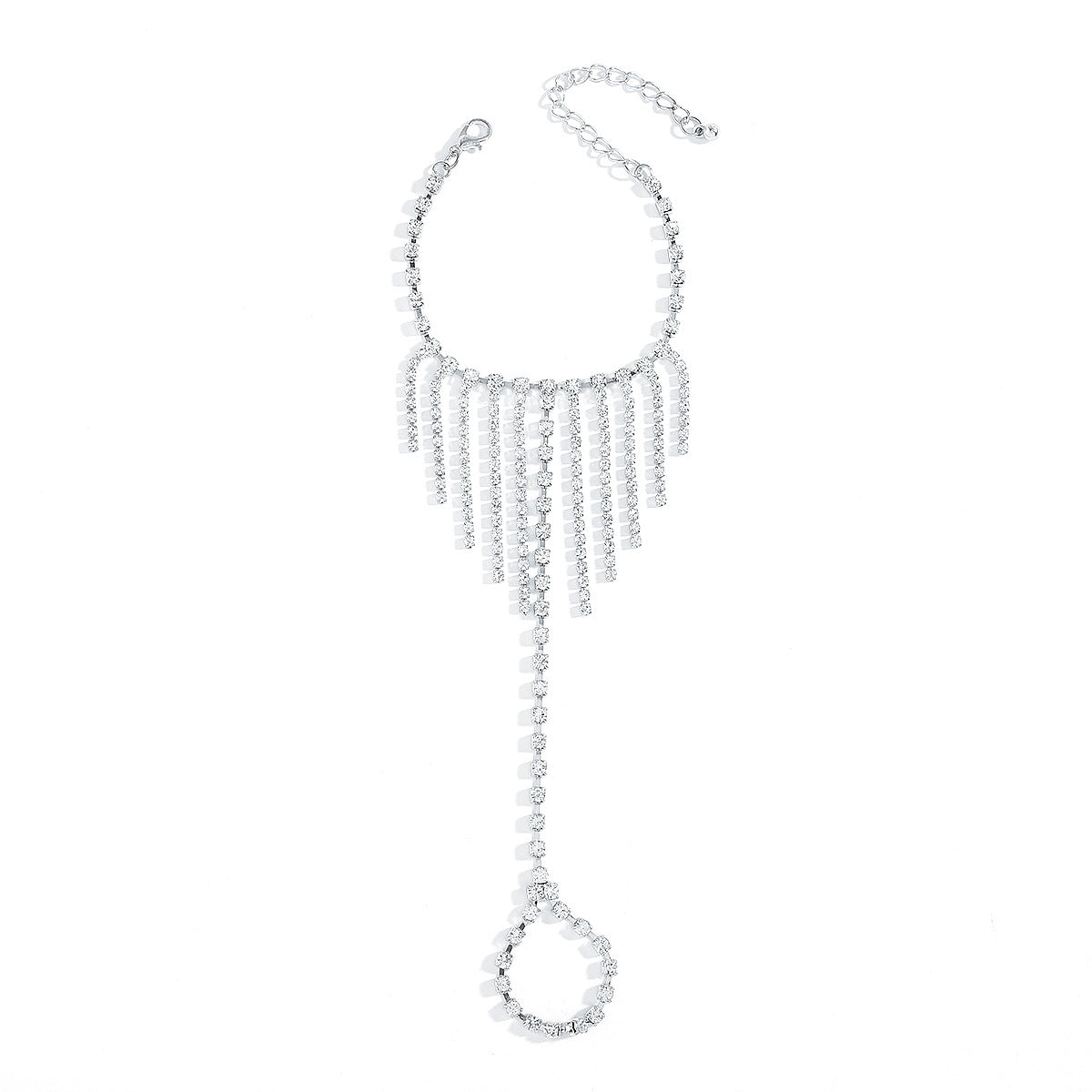 Pulsera con colgante geométrico dulce y atrevido con detalles de diamantes de imitación y cadena de hierro chapado para mujer