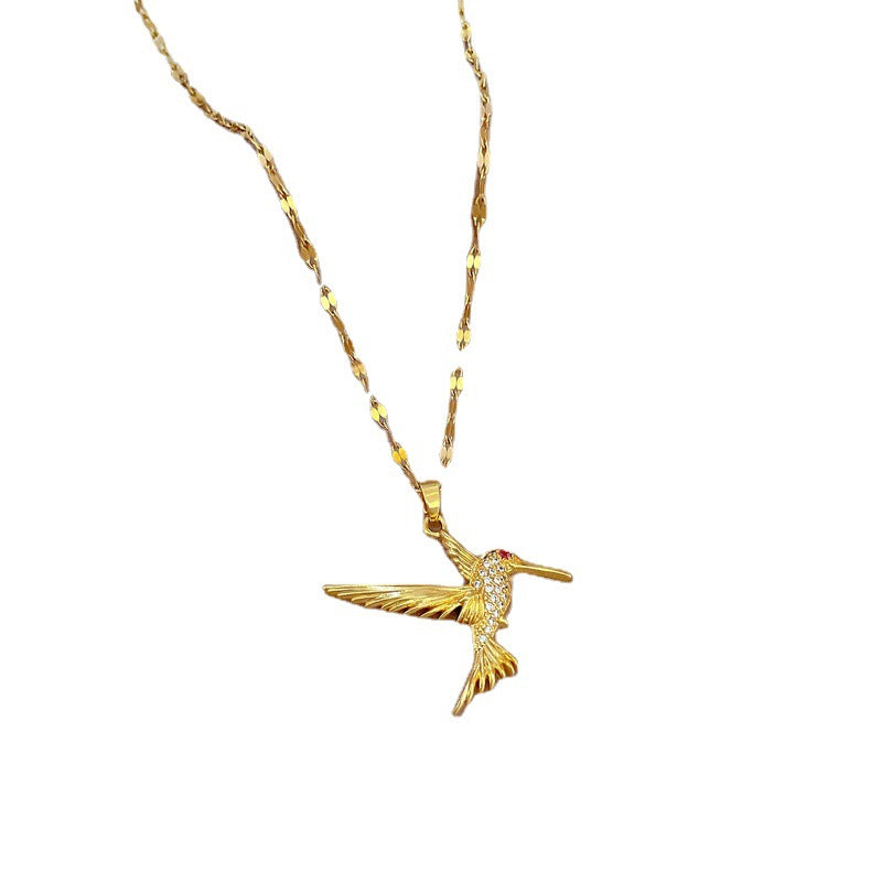 Collana di lusso con ciondolo a picchio geometrico in acciaio al titanio con intarsio di strass per uomo e donna