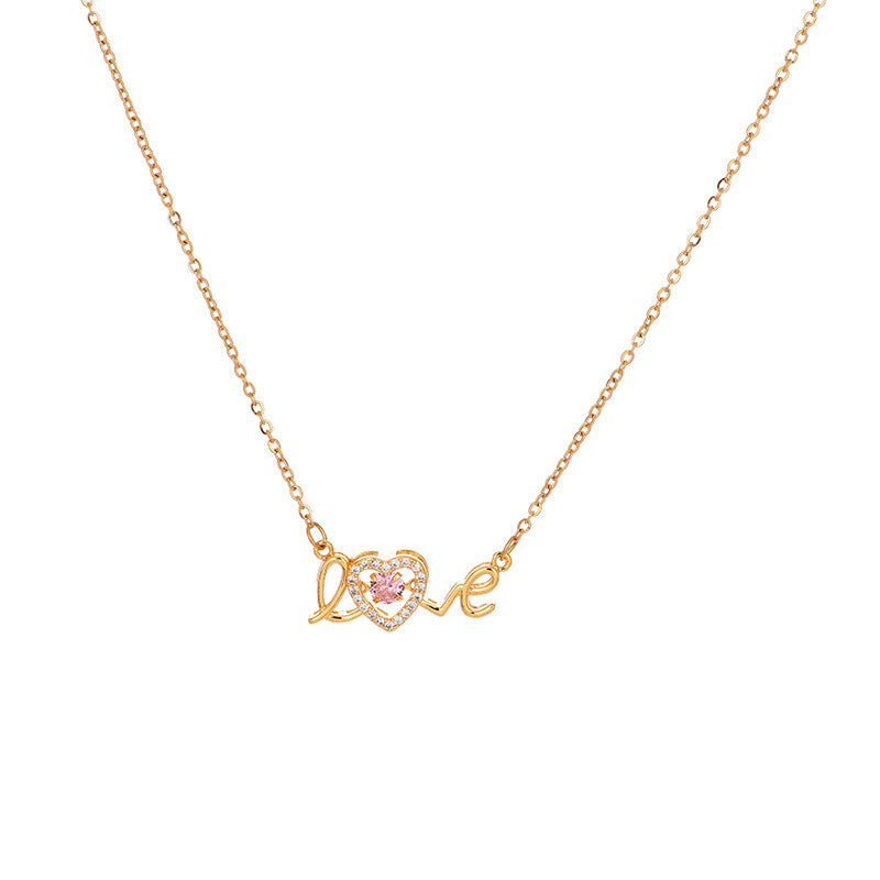 Collana Elegante da Donna in Acciaio al Titanio a Forma di Battito Cardiaco con Ciondolo Lettera d'Amore e Finitura Elettroplaccata