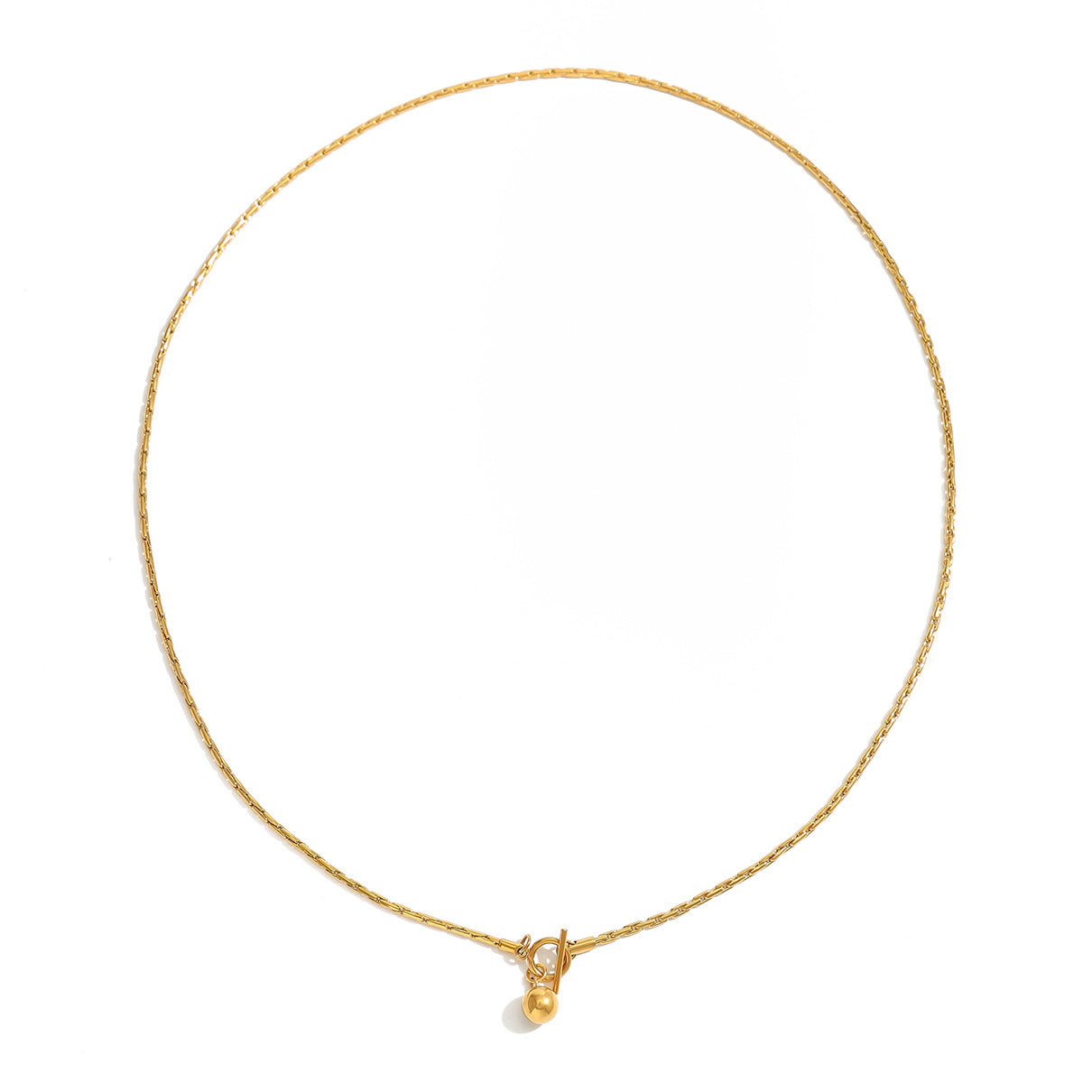 Hip-hop Minimalist Geometric Stainless Steel Pendant Necklace with 18K Gold Plated Chain OT Clasp for Women