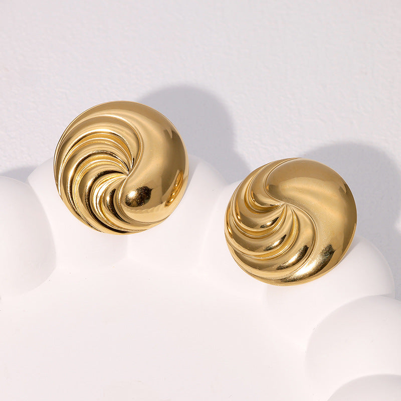 Orecchini a cerchio geometrici minimalisti in acciaio inossidabile da donna placcati oro
