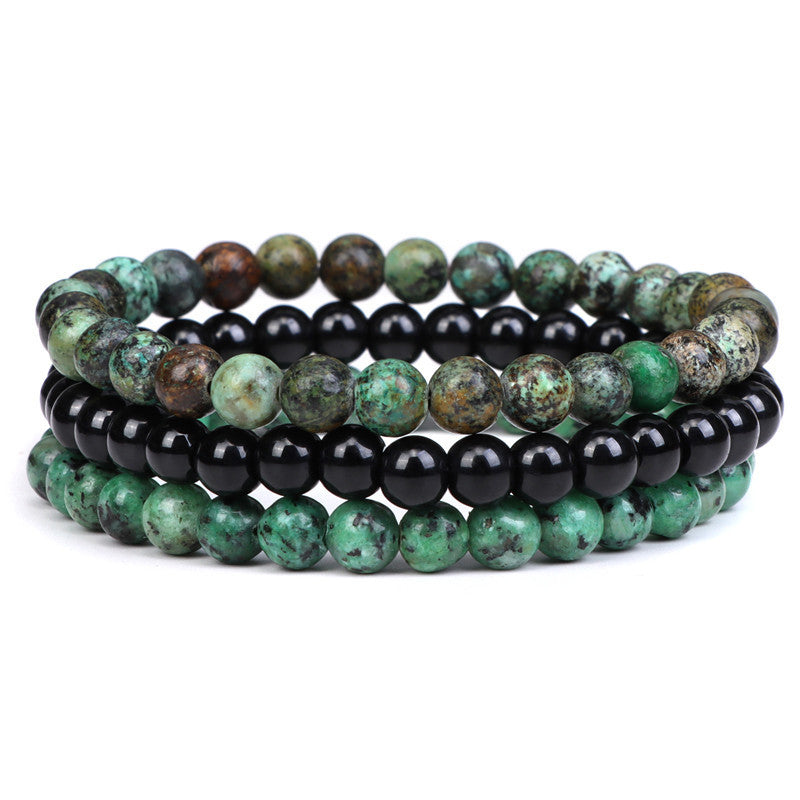 Geometric Natural Agate and Rose Crystal Beaded Stretch Bracelet Set
