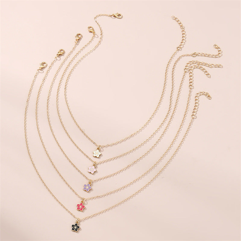 Juego de collar minimalista de aleación con forma de flor para niños con diseño de cadena cruzada