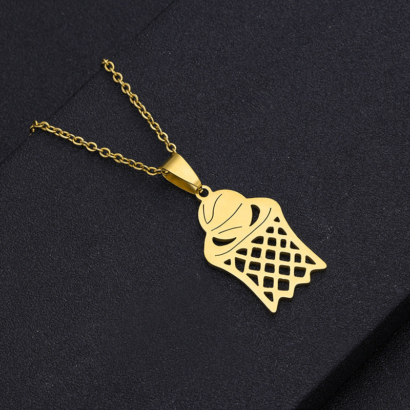 Elegante collar unisex con colgante geométrico de baloncesto, raqueta de tenis y diente en acero inoxidable con detalles de acero de titanio y acabado galvanizado