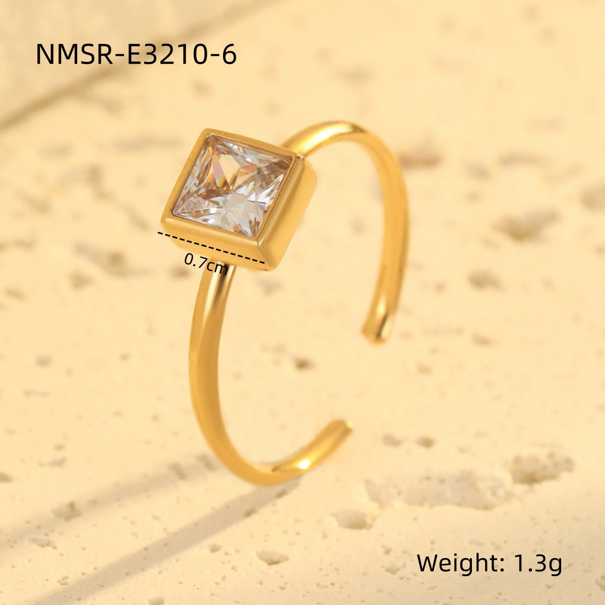 Anello Minimalista Geometrico Placcato Acciaio Inossidabile con Accento Zirconia per Donna