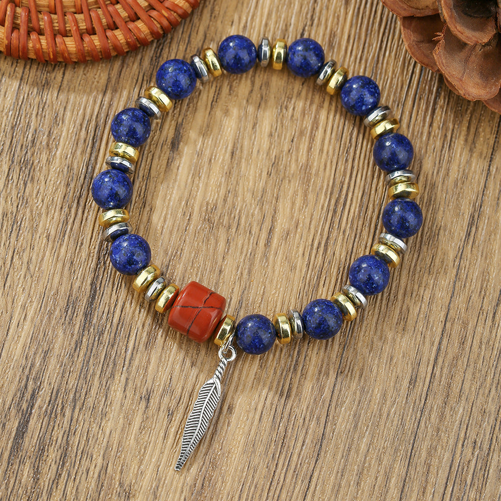 Natural Crystal Round Beaded Bracelet Handmade Geometric Stretch Jewelry Unisex