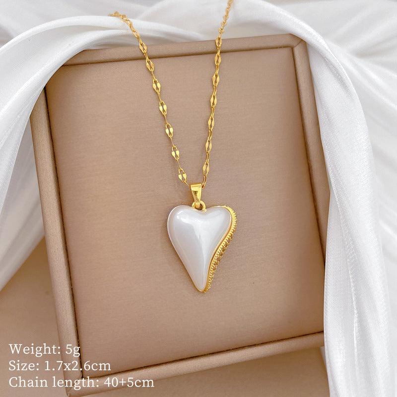 Minimalist Geometric Titanium Steel Necklace with Gold Plated Brass Pendant and Rhinestone Inlay