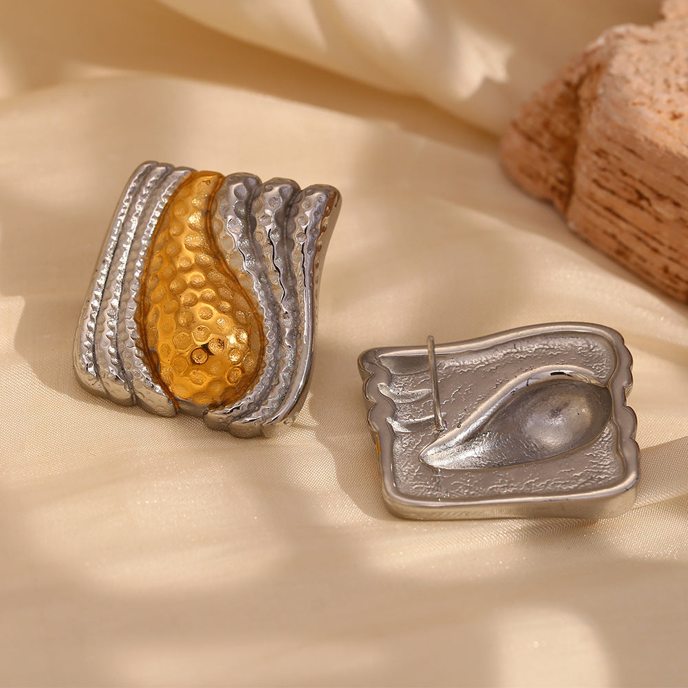 Orecchini geometrici in acciaio inossidabile placcati oro 18 carati da donna