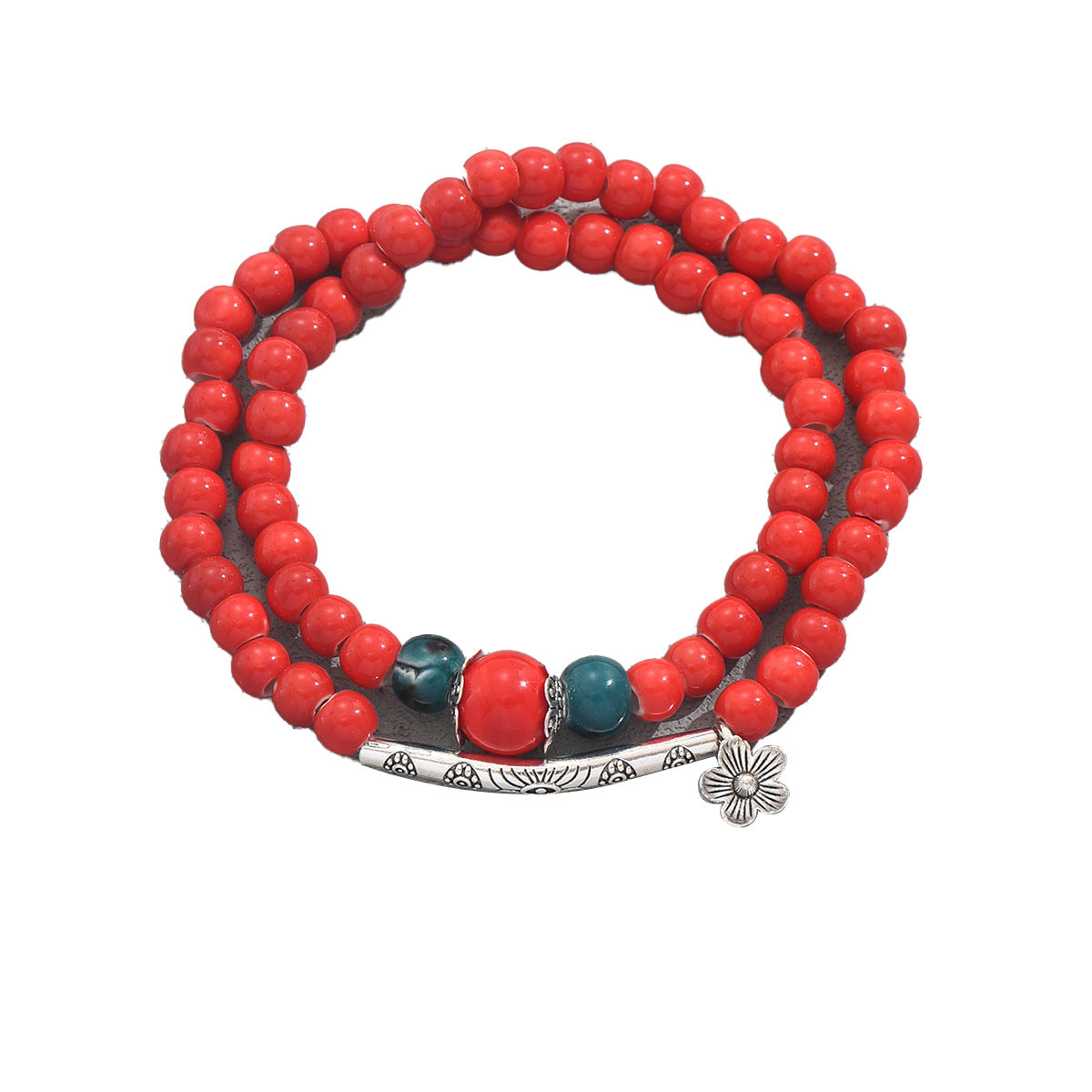 Vintage Style Handmade Braided Bracelet with Geometric Beaded Design and Floral Pattern for Women and Men