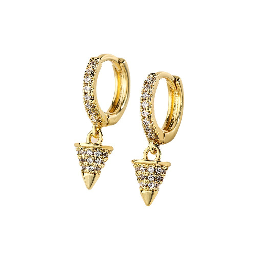 Orecchini geometrici in rame con placcatura in oro 18K e zirconi micro-pavé da donna
