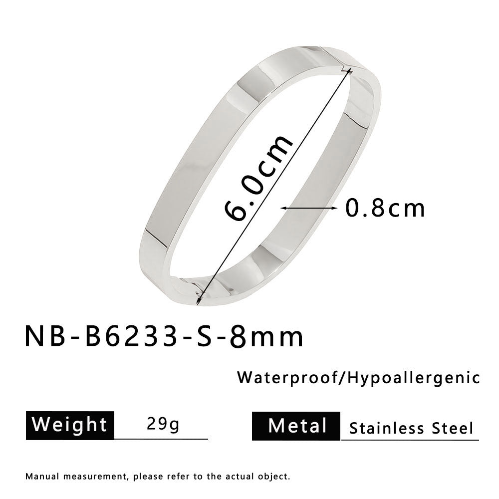 Bracciale Quadrato Minimalista in Acciaio Inossidabile con Placcatura in Oro 18K da Donna