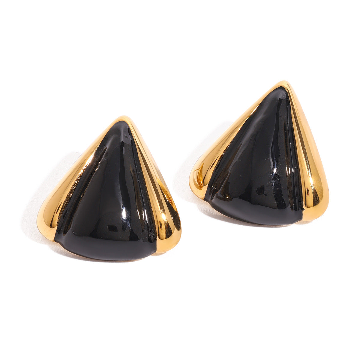 Vintage Geometric Triangle Plated Drip Oil Stainless Steel Earrings for Women
