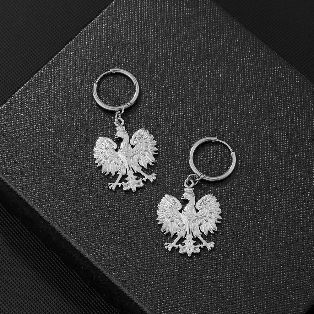 Orecchini minimalistici in acciaio al titanio a forma di aquila con finitura placcata per gioielli da donna alla moda