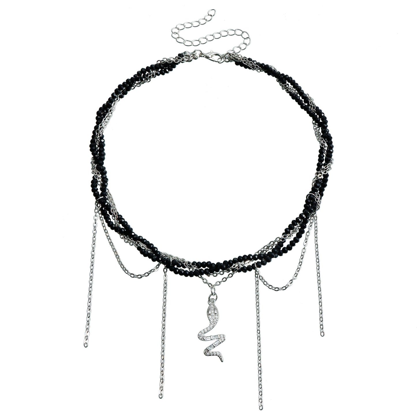 Fashionable Cross Pendant Snake Chain Necklace with Rhinestone Inlay in Alloy with Plating Finish for Women