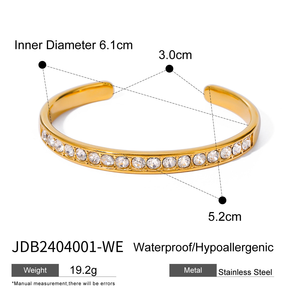 Bracciale di lusso in acciaio inossidabile con strass intarsiati a forma di cuore, braccialetto placcato ipoallergenico da donna