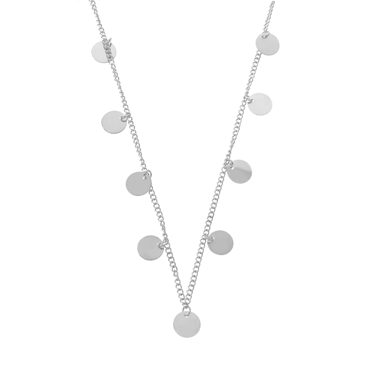 Minimalist Geometric Double Layer Sequin Metal Necklace for Women Adjustable Long Pendant Necklace