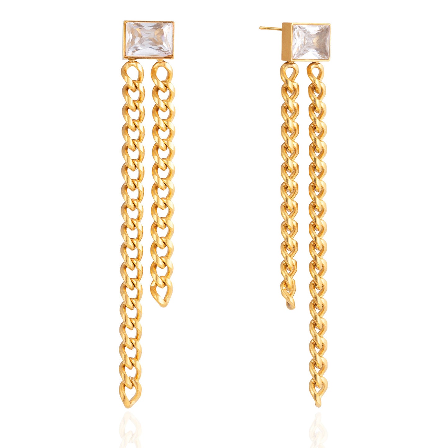 Pendientes Geométricos de Flecos de Acero Inoxidable con Acentos de Pedrería, Joyas Ligeras de Lujo Galvanizadas para Mujer