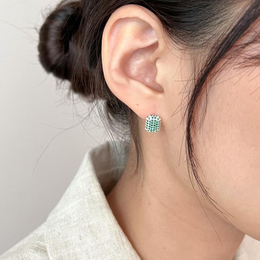 Minimalist Letter-Shaped 925 Sterling Silver Stud Earrings with Zircon Inlay for Women