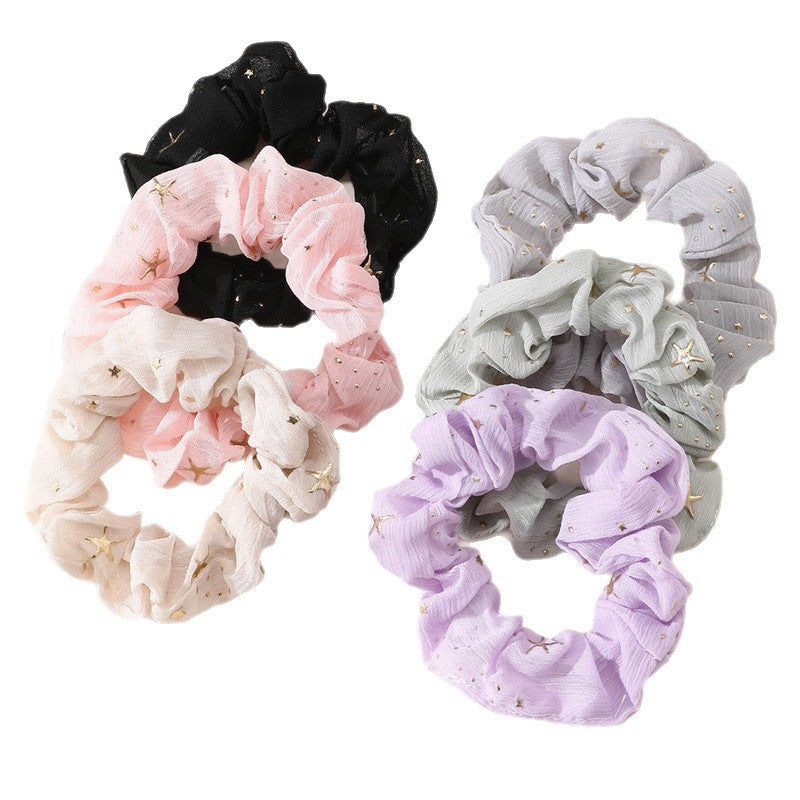 Natural Style Star Pattern Fabric Hair Tie for Kids and Children with Handmade Finish