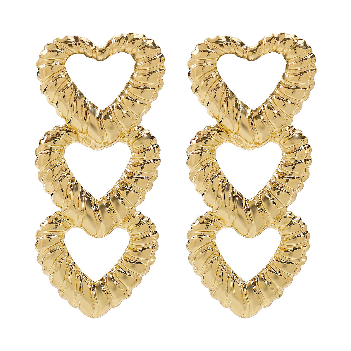 Pendientes de hierro electrochapados minimalistas largos con forma de corazón para mujer