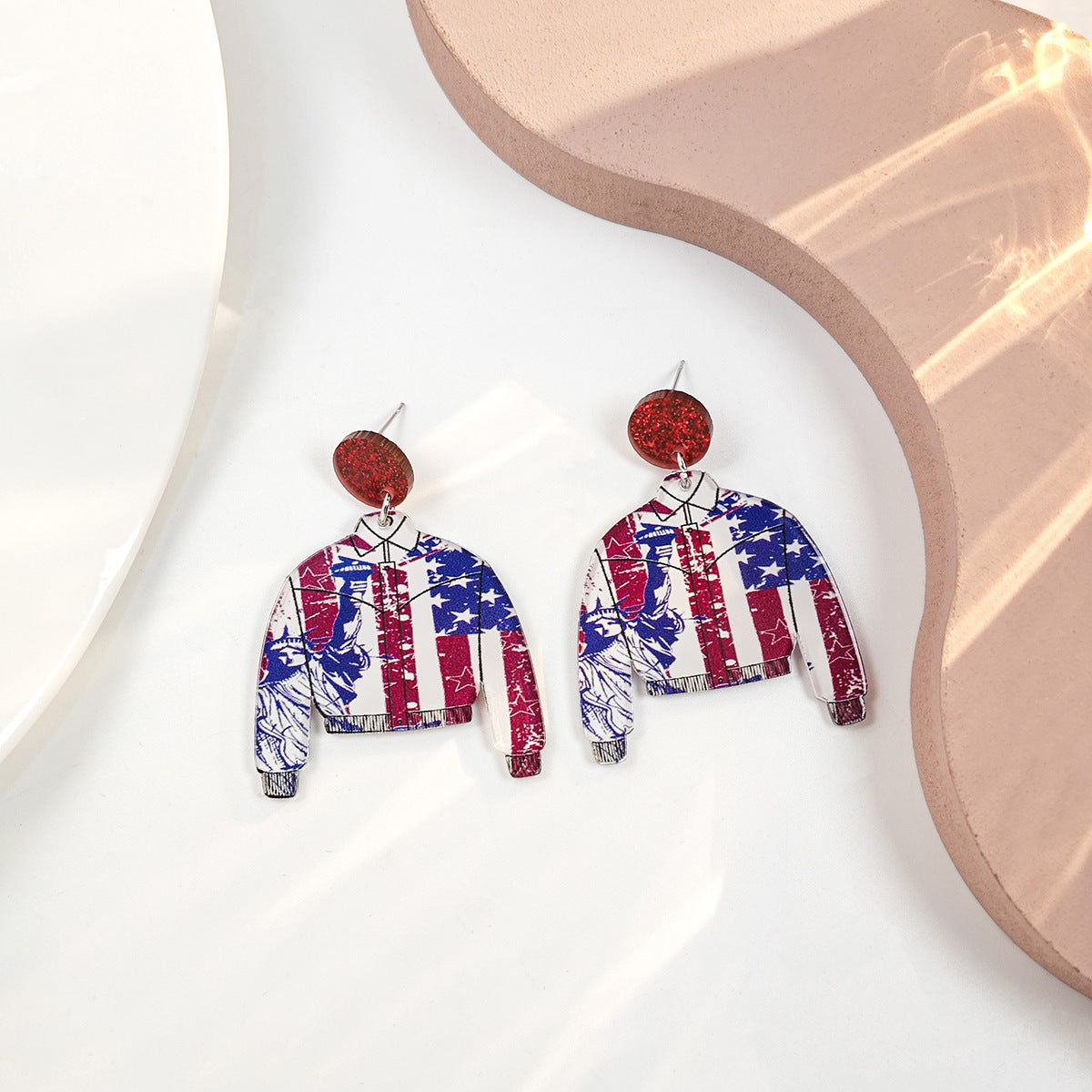 Vintage Round Heart Floral Acrylic Plated Earrings for Women