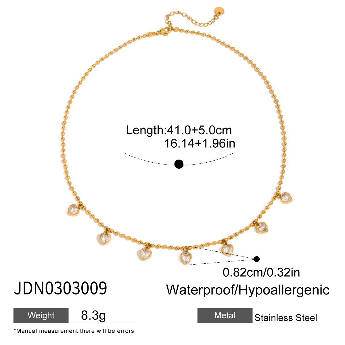 Collar con colgante de corazón minimalista de acero de titanio con chapado en oro al vacío PVD para mujer