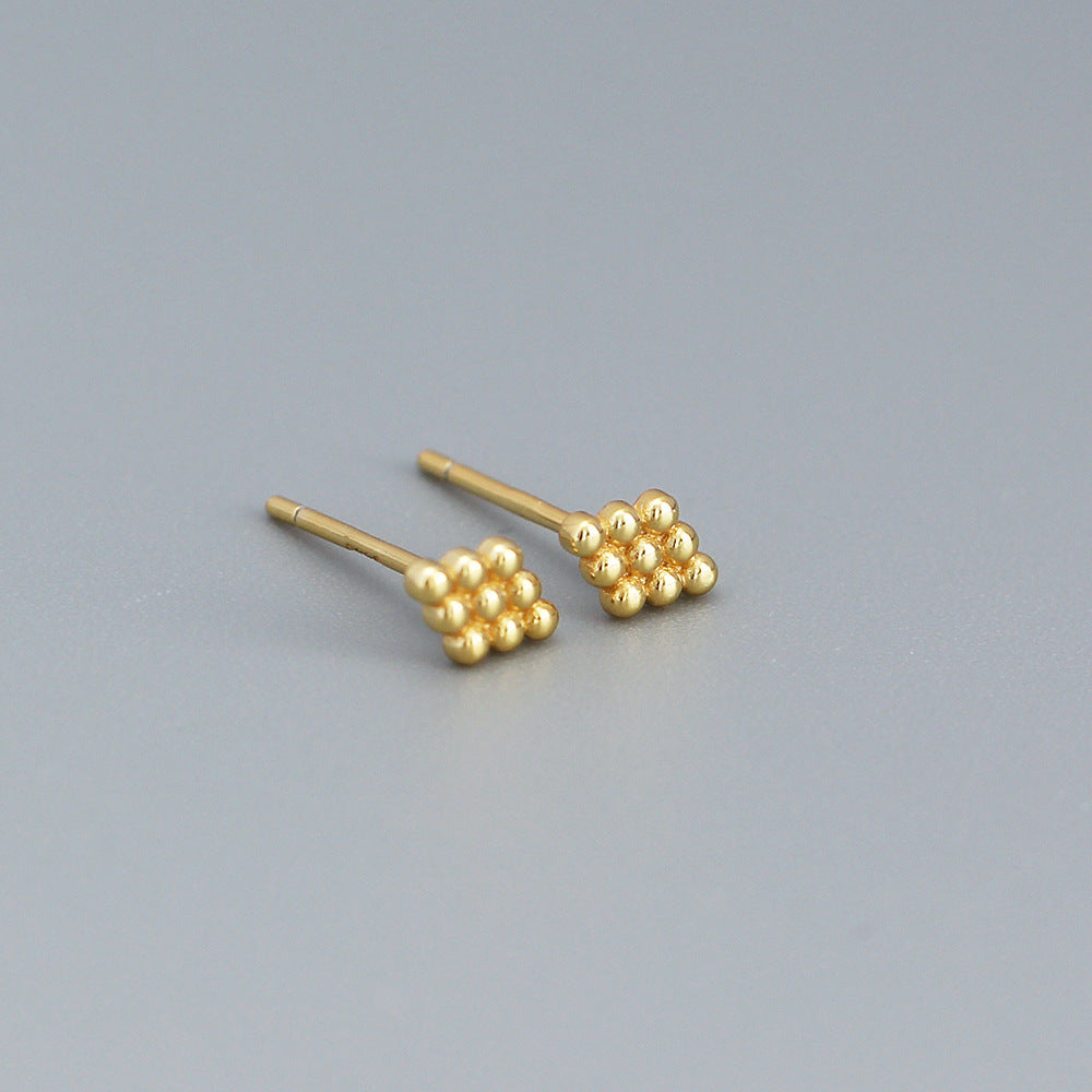 Orecchini a perno con pois geometrici in argento sterling 925, placcati, minimalisti e graziosi