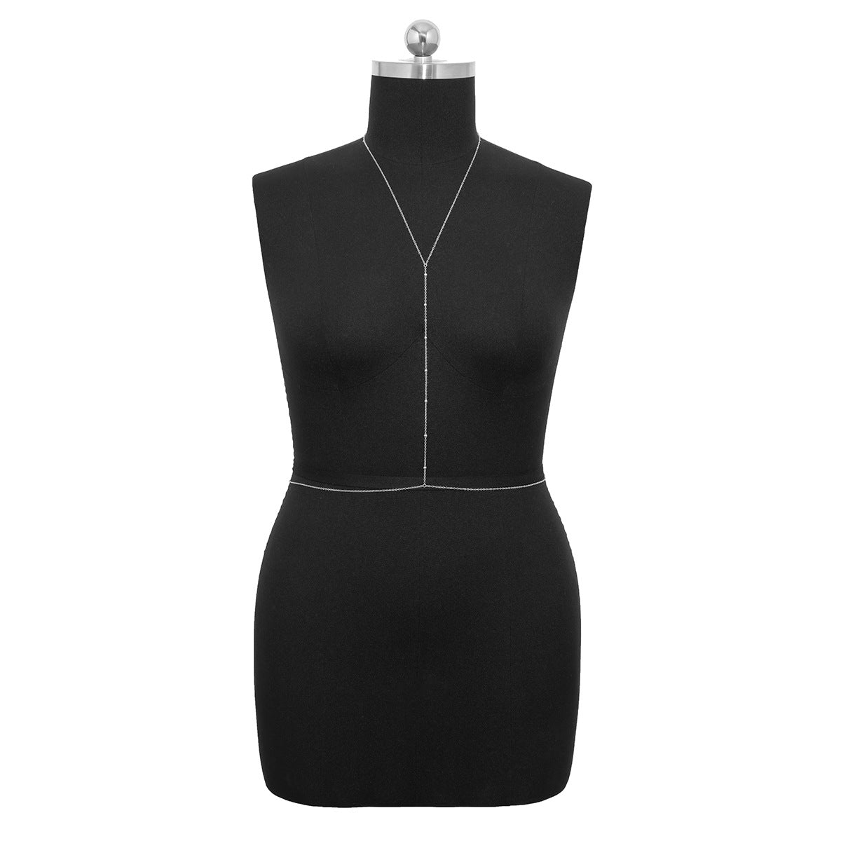 Cadena Corporal Minimalista Hueca para Mujer con Cuentas Redondas y Broche de Langosta en Metal