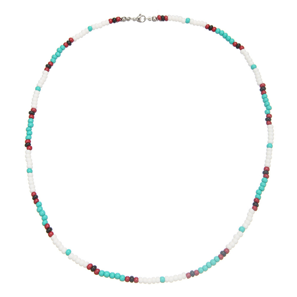 Bohemian Style Geometric Beaded Necklace for Men in Stainless Steel with O-Chain