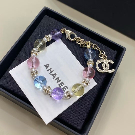 Elegant Luxury Letter Crystal Plated Ball Chain Necklace for Women
