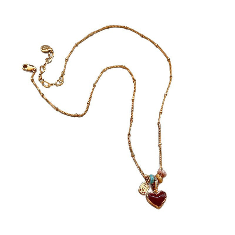 Collana in Rame a Cuore Stile Lusso Leggero con Pendente in Madreperla e Placcatura a Goccia d'Olio