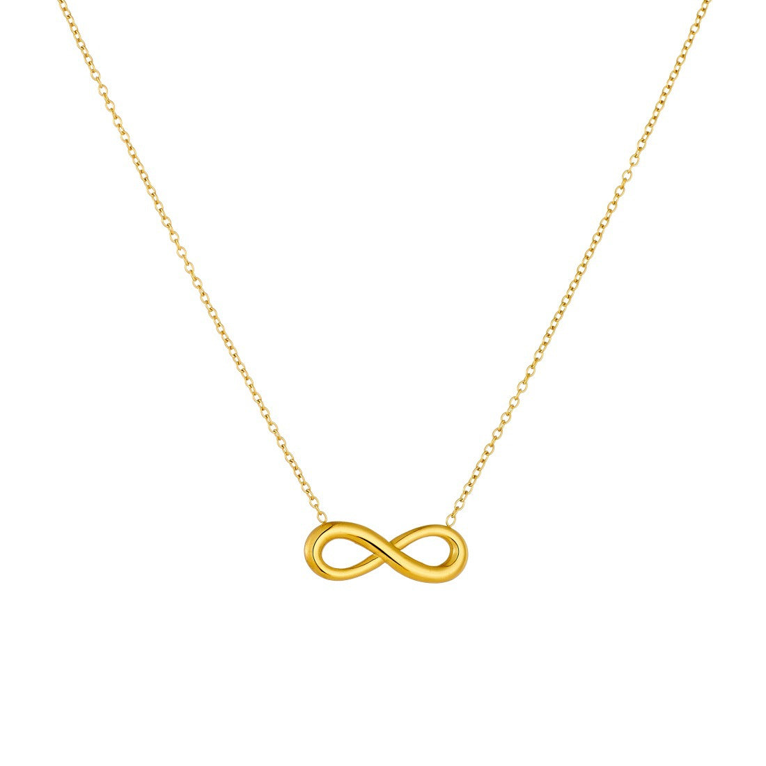 Minimalist Gold Plated Geometric Figure 8 Stainless Steel Necklace for Women