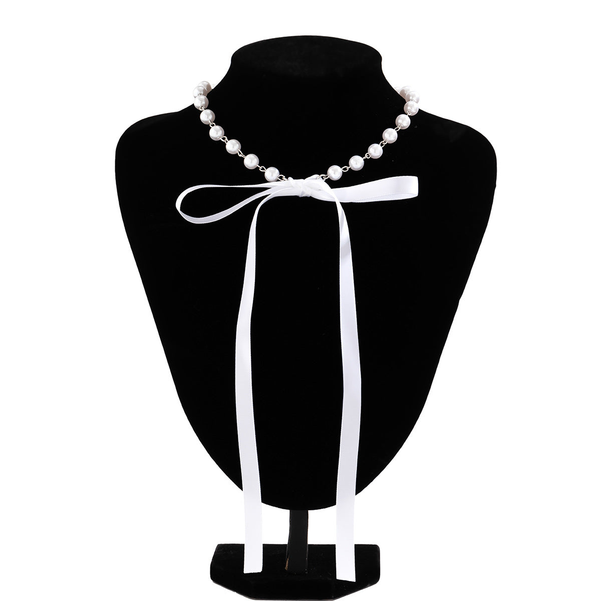 Collana Girocollo Vintage da Donna con Fiocco a Nastro Perle Imitazione Ciondolo Fai da Te