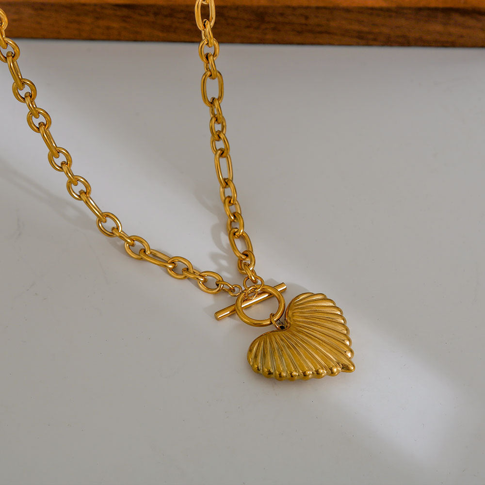 Collana con Pendente Minimalista a Cuore Placcato Oro in Acciaio Inossidabile 304 da Donna