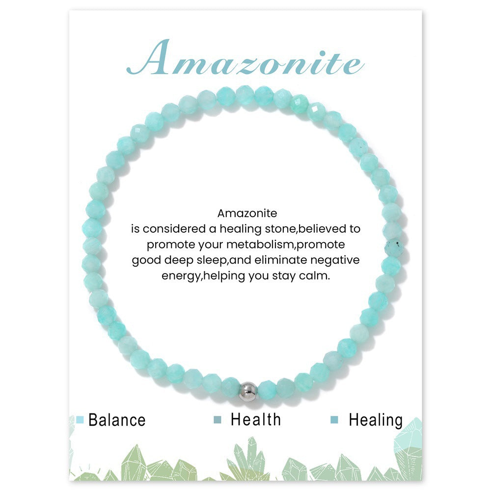 Geometric Natural Crystal Beaded Bracelet Set with Stainless Steel Silver Beads